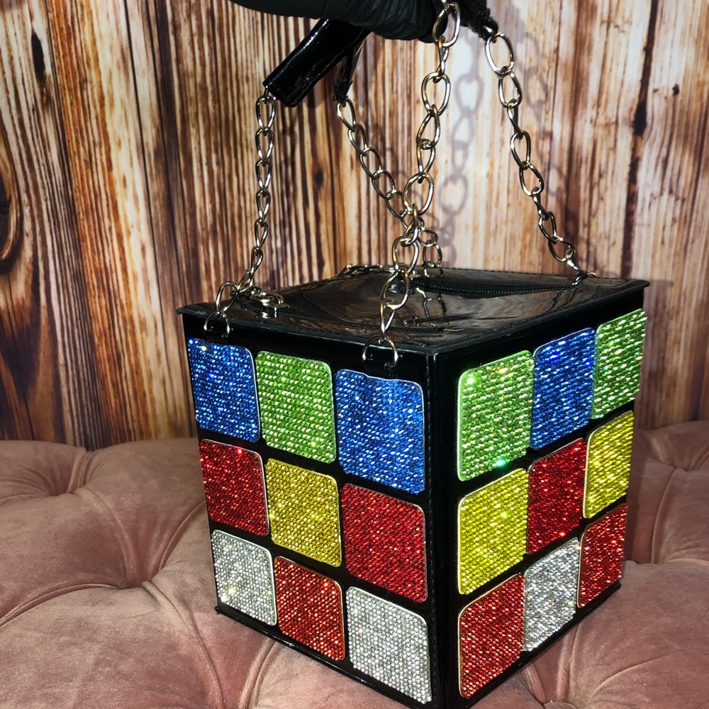 NWOT Custom Rhinestone Dolls Kill Rubix Cube Bag - Picture 15 of 15